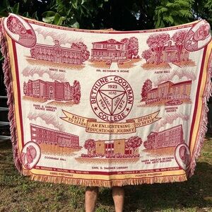 Vintage Bethune-Cookman College Woven Throw Blanket – Historic Campus Buildings